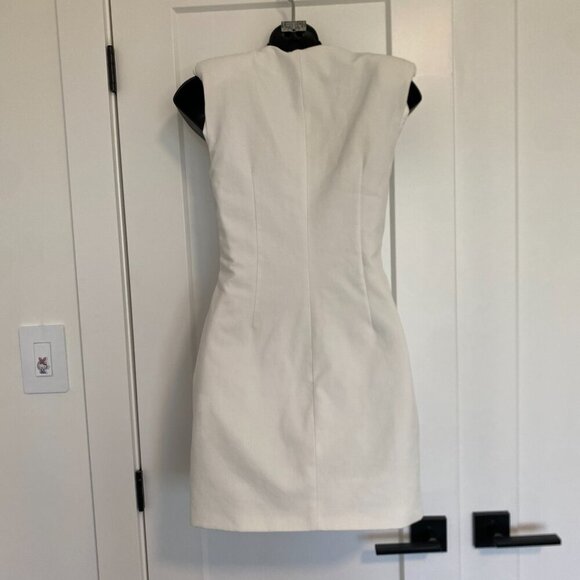 NWOT Zara White‎ Mini Dress V-neck With Shoulder Pads Event Grad Dress Size XS - Picture 4 of 7